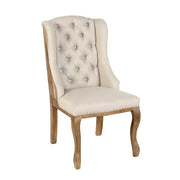 Deconstructed Beige Linen Wingback Dining Chair