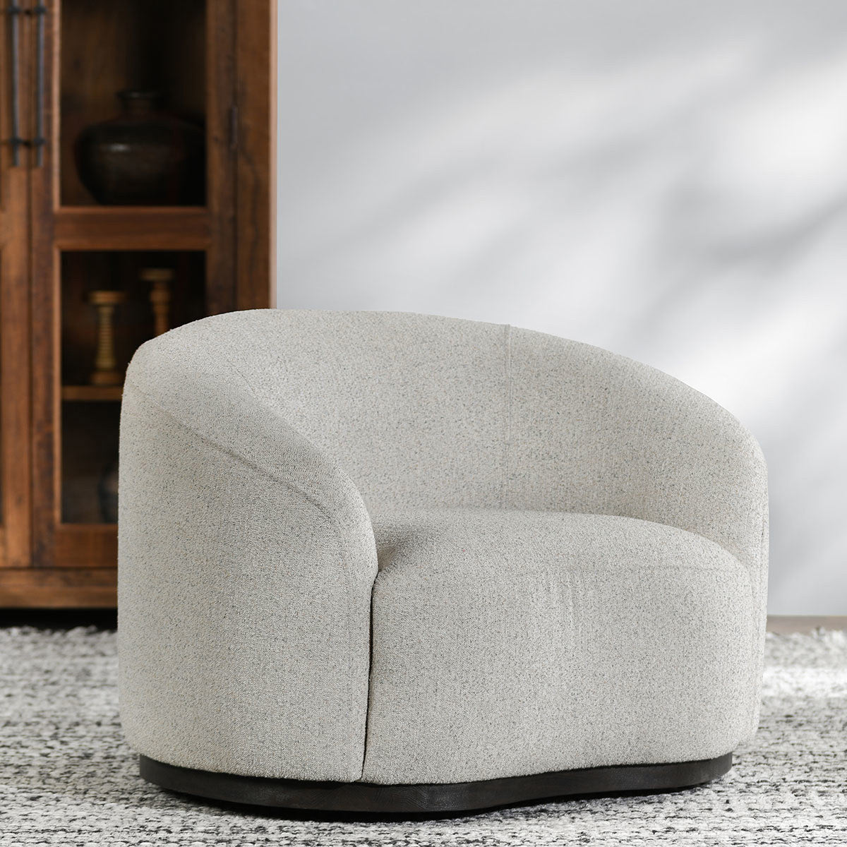 Beverly Upholstered Swivel Chair - Ivory