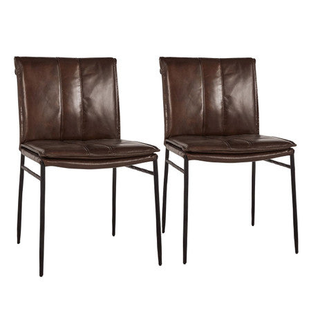 Mayer Leather Dining Chair Set of 2 - Brown
