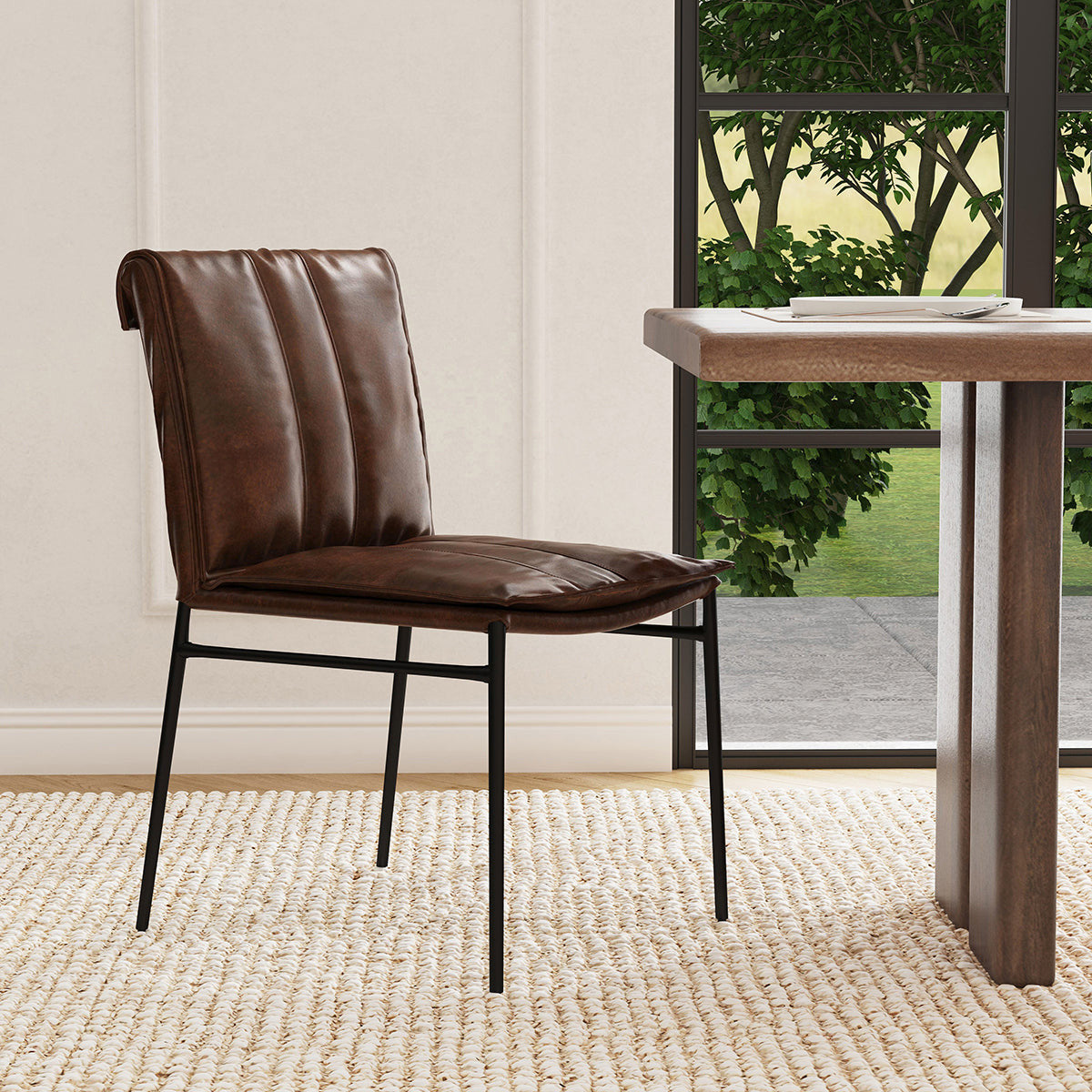 Mayer Leather Dining Chair Set of 2 - Brown