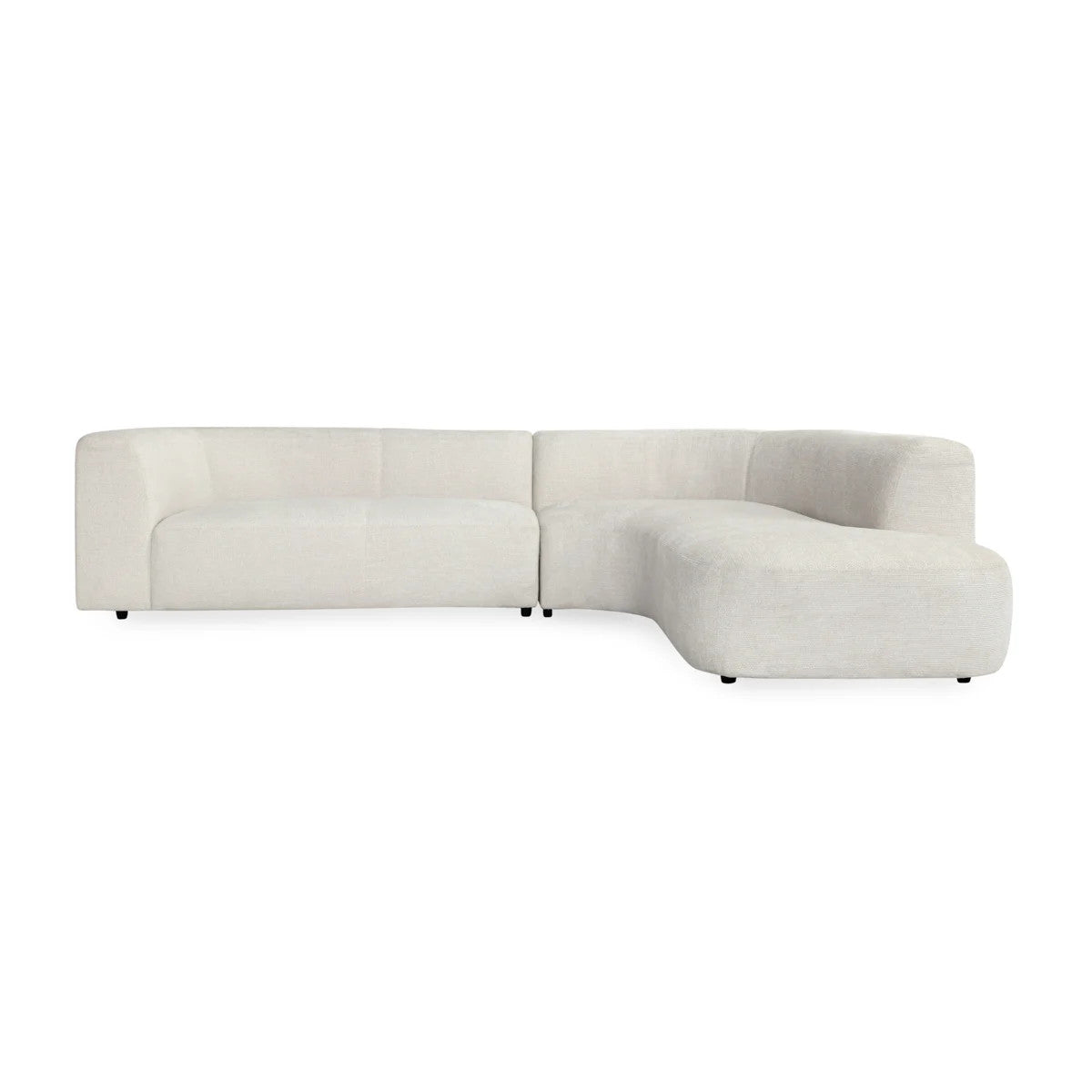 Anniston Ivory Upholstered 2pc RAF Curved Sectional Sofa 126"