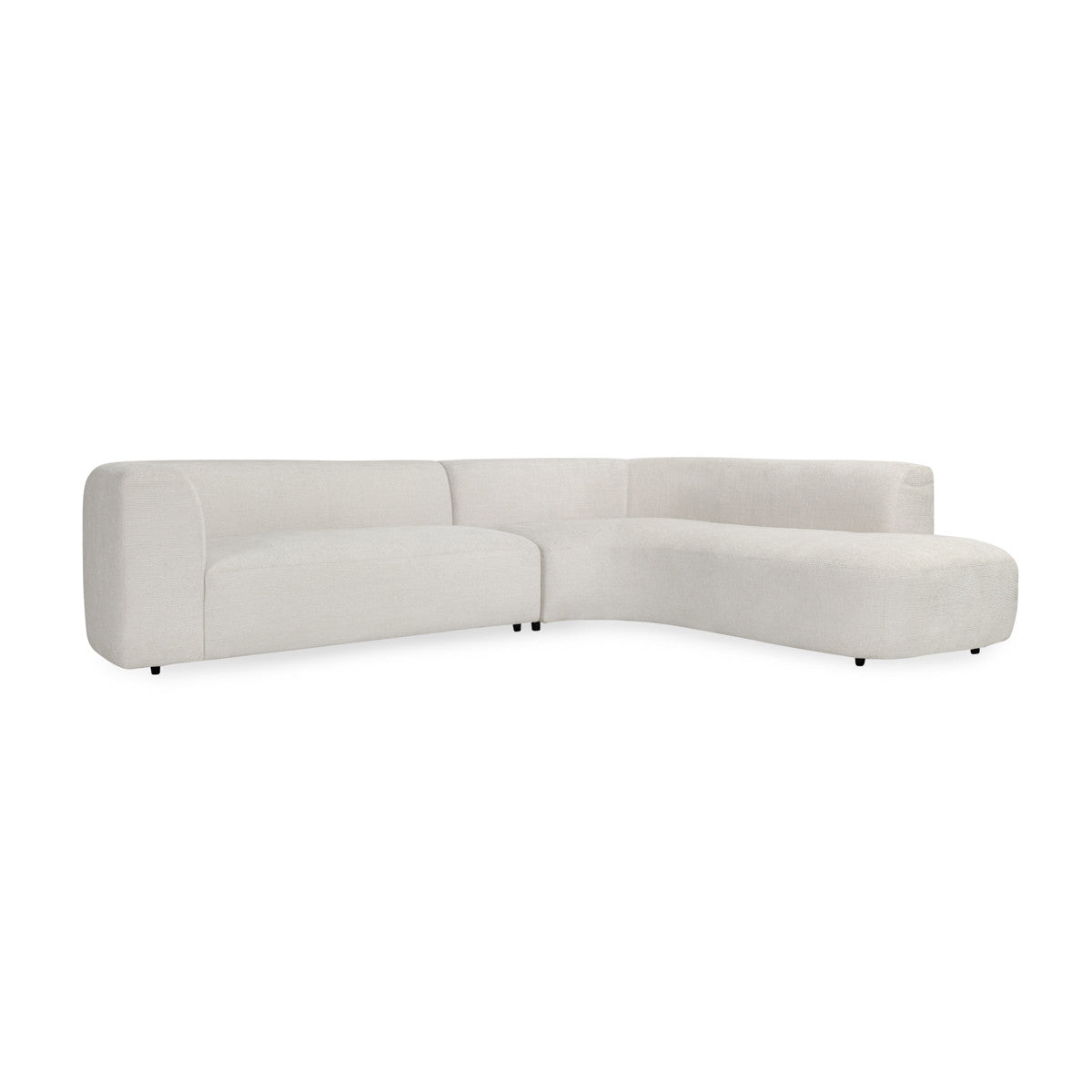 Anniston Ivory Upholstered 2pc RAF Curved Sectional Sofa 126"