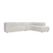 Anniston Ivory Upholstered 2pc RAF Curved Sectional Sofa 126"