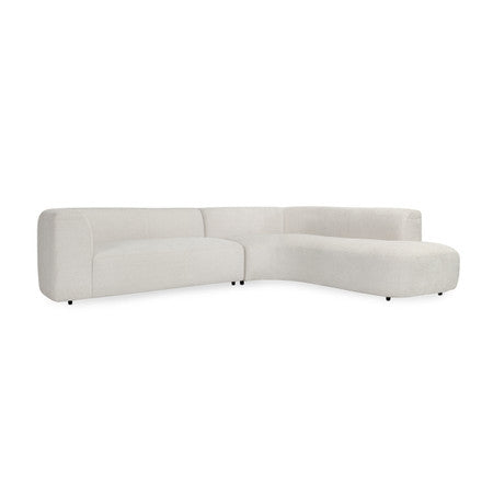 Anniston Ivory Upholstered 2pc RAF Curved Sectional Sofa 126"