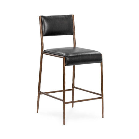 Kayne Leather Counter Stool - Black