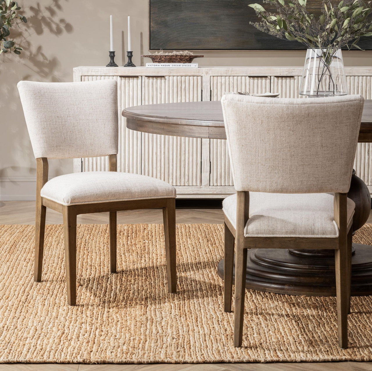 Phillip Upholstered Dining Chair Set of 2 - Oatmeal