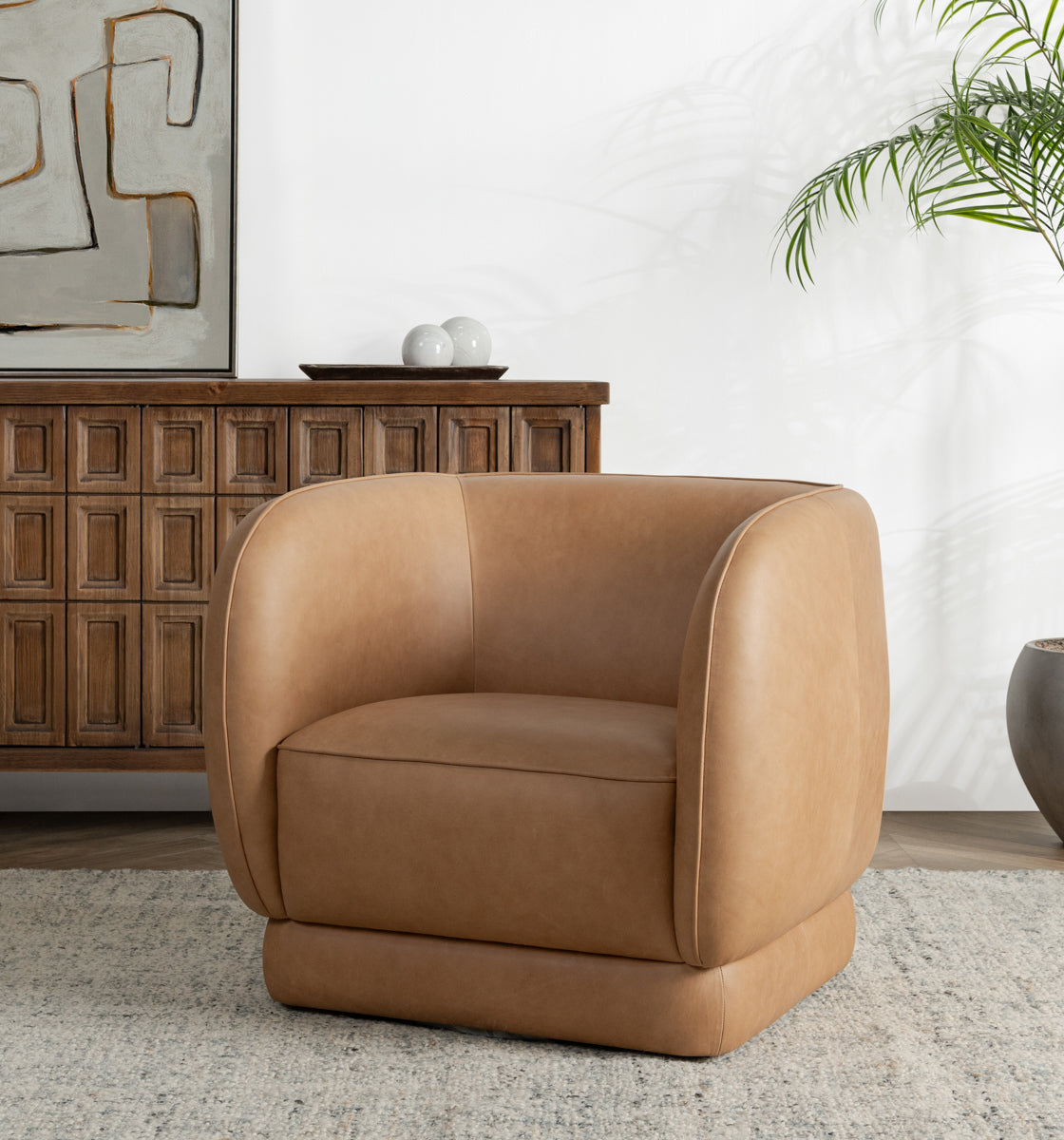 Rinner Swivel Chair - Tan
