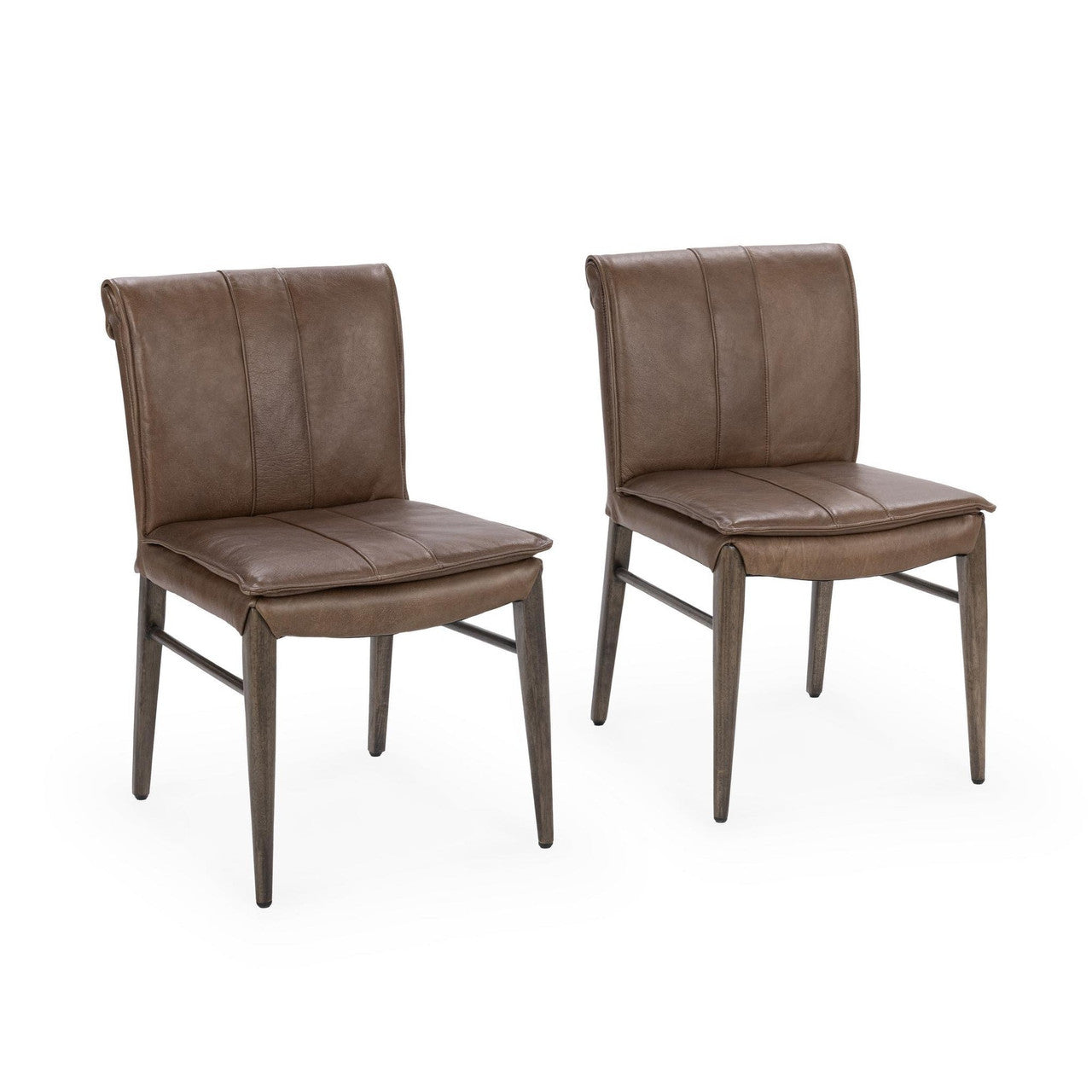 Mayer Brown Leather Dining Chair Set of 2
