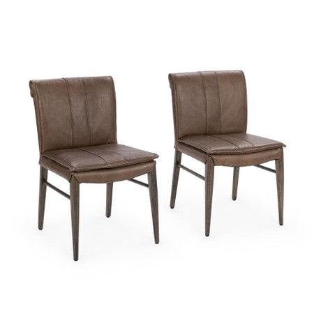 Mayer Brown Leather Dining Chair Set of 2