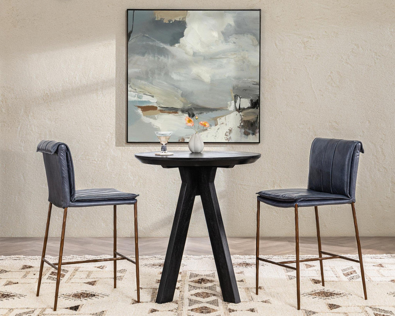 Mayer Navy Leather Counter Stool