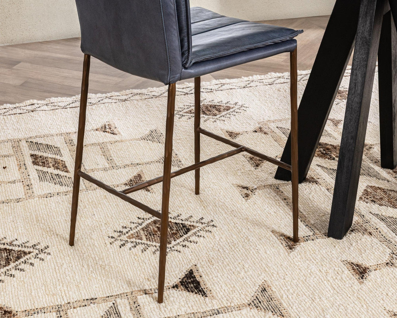 Mayer Navy Leather Counter Stool