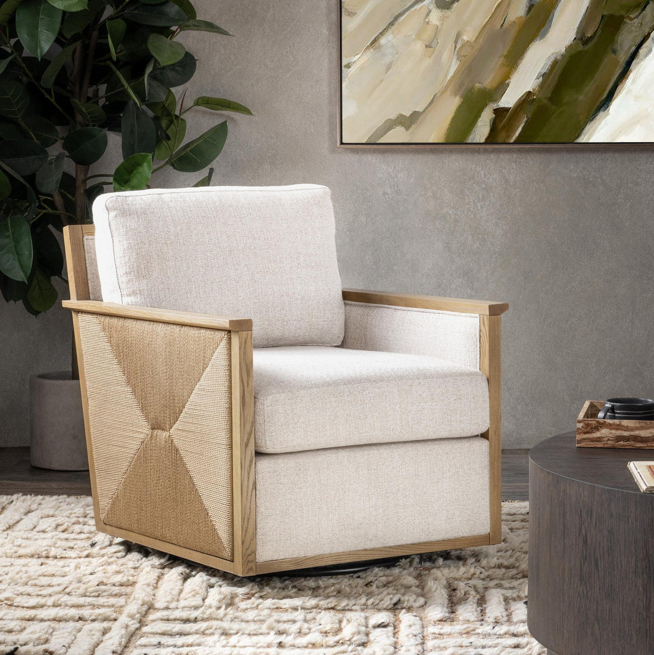 Norman Swivel Accent Chair - Almond Cocoa