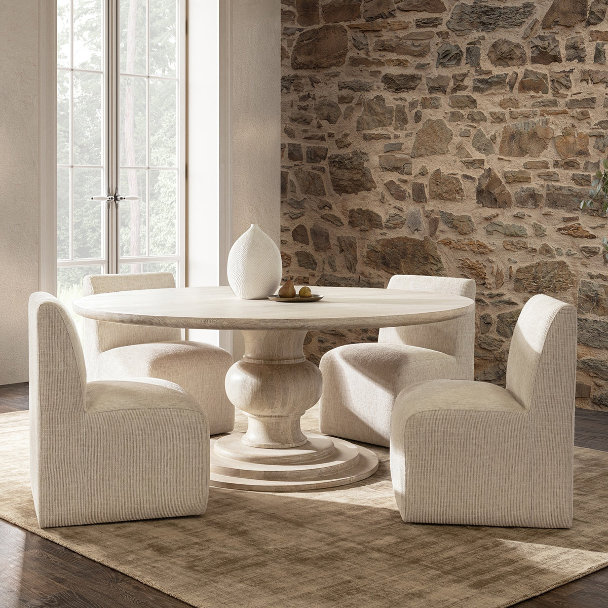 Brighton Dining Chair with Casters - Coastal Sand