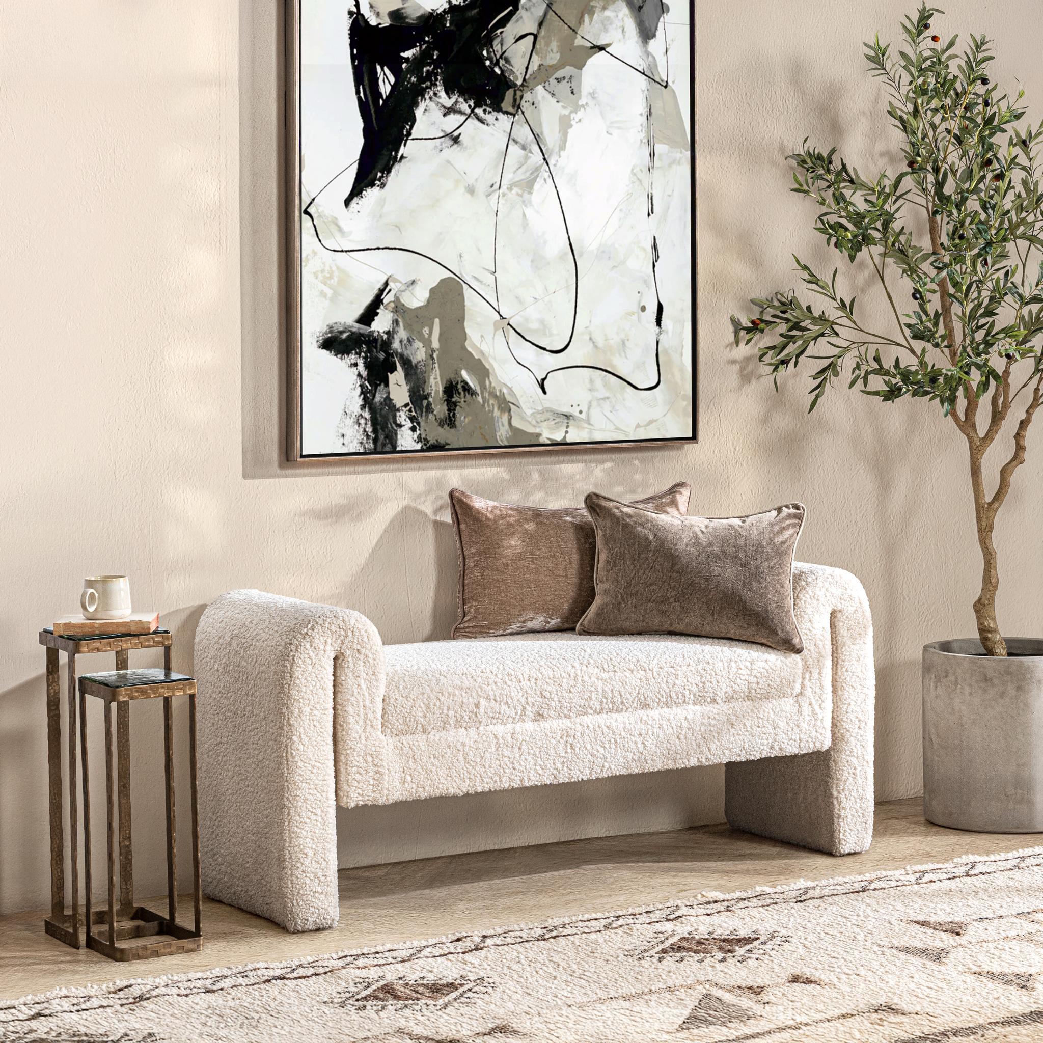 Ada Accent Bench - Ivory Fleece