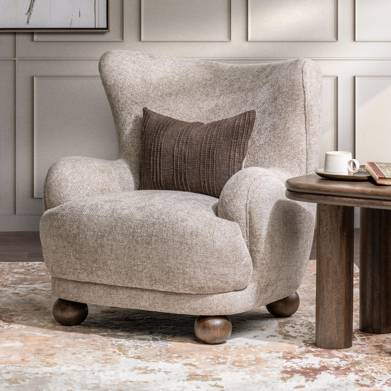 Penelope Mushroom Taupe Accent Chair