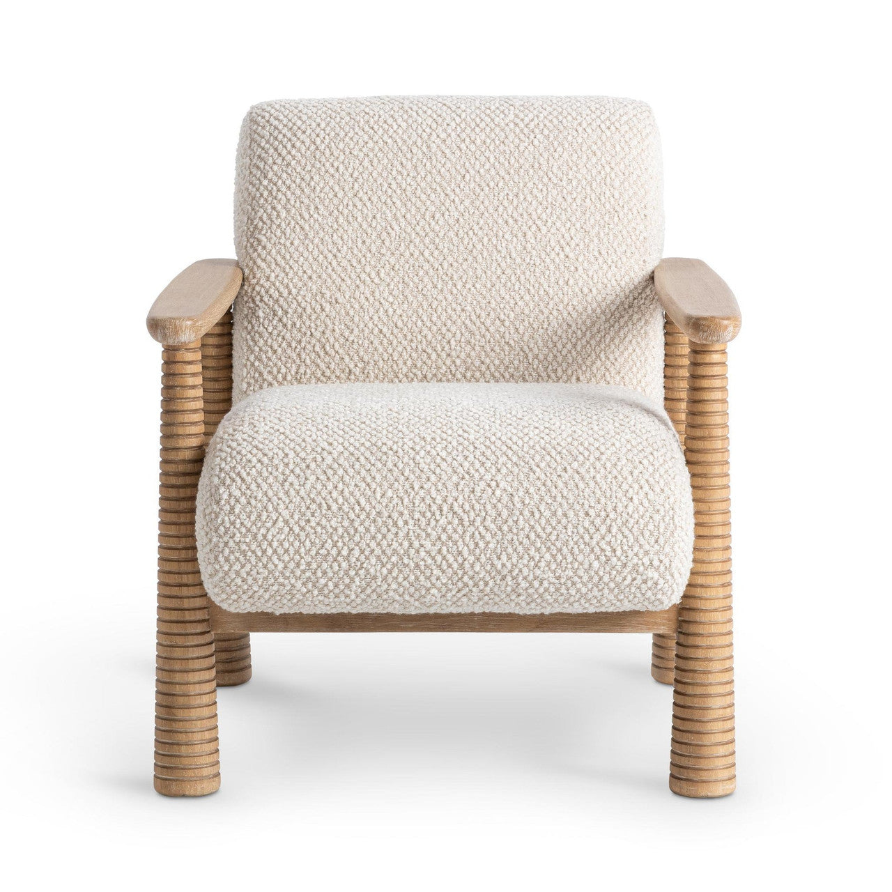 Caprice Natural Finish Light Beige Upholstered Accent Chair