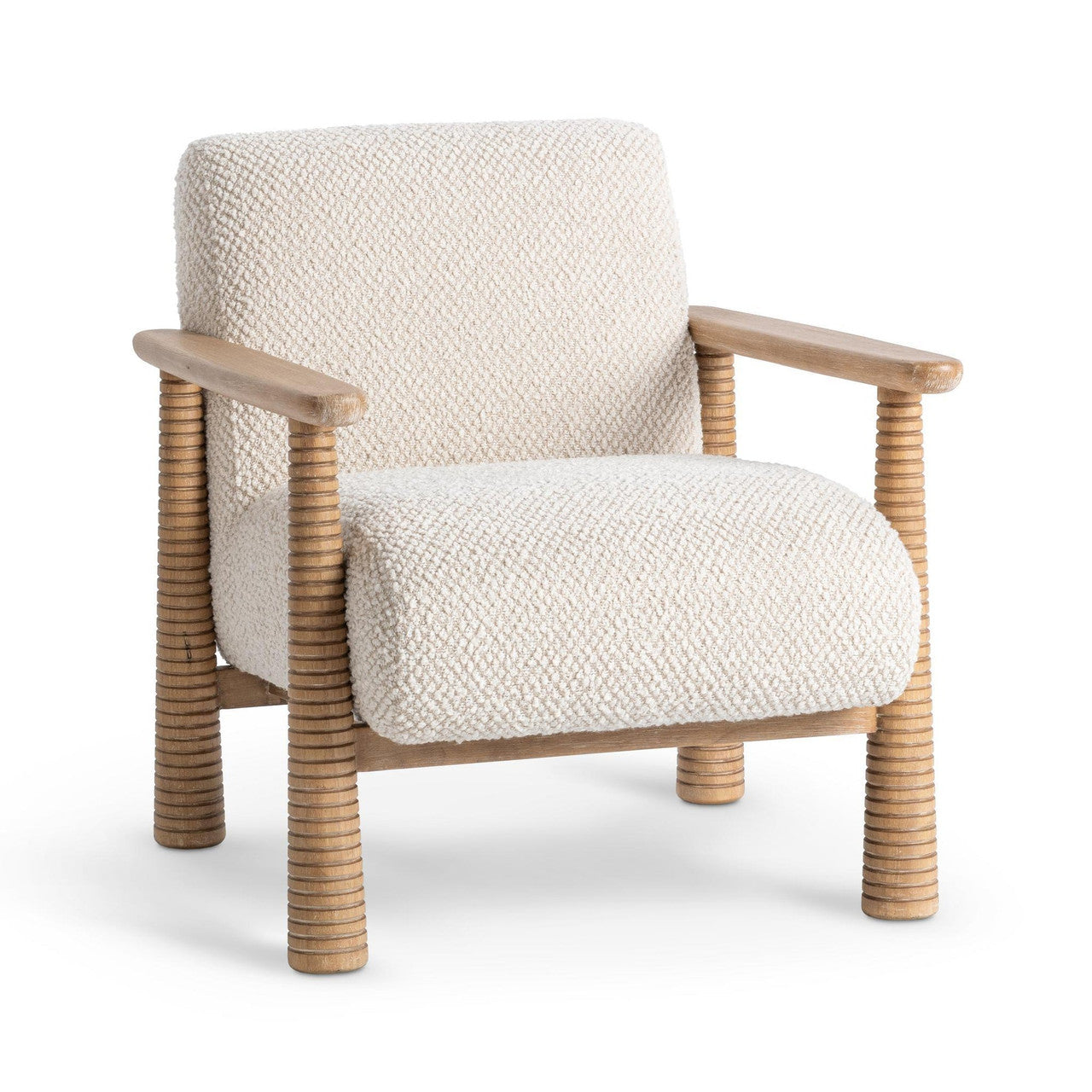 Caprice Natural Finish Light Beige Upholstered Accent Chair