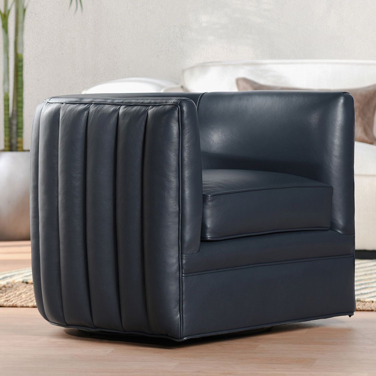 Menard Leather Accent Chair - Nightfall Blue