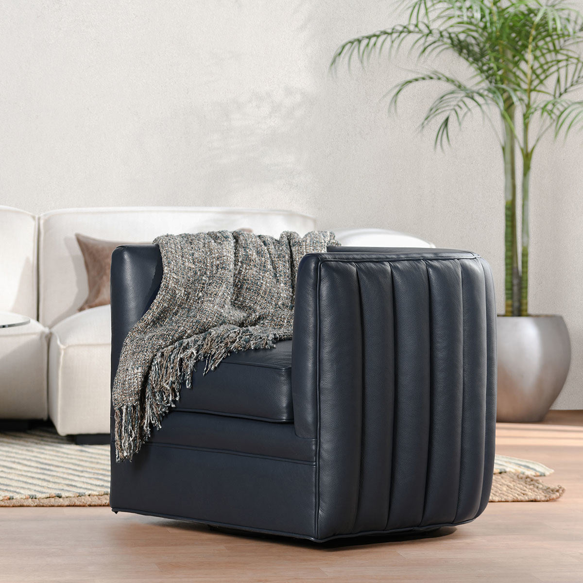 Menard Leather Accent Chair - Nightfall Blue