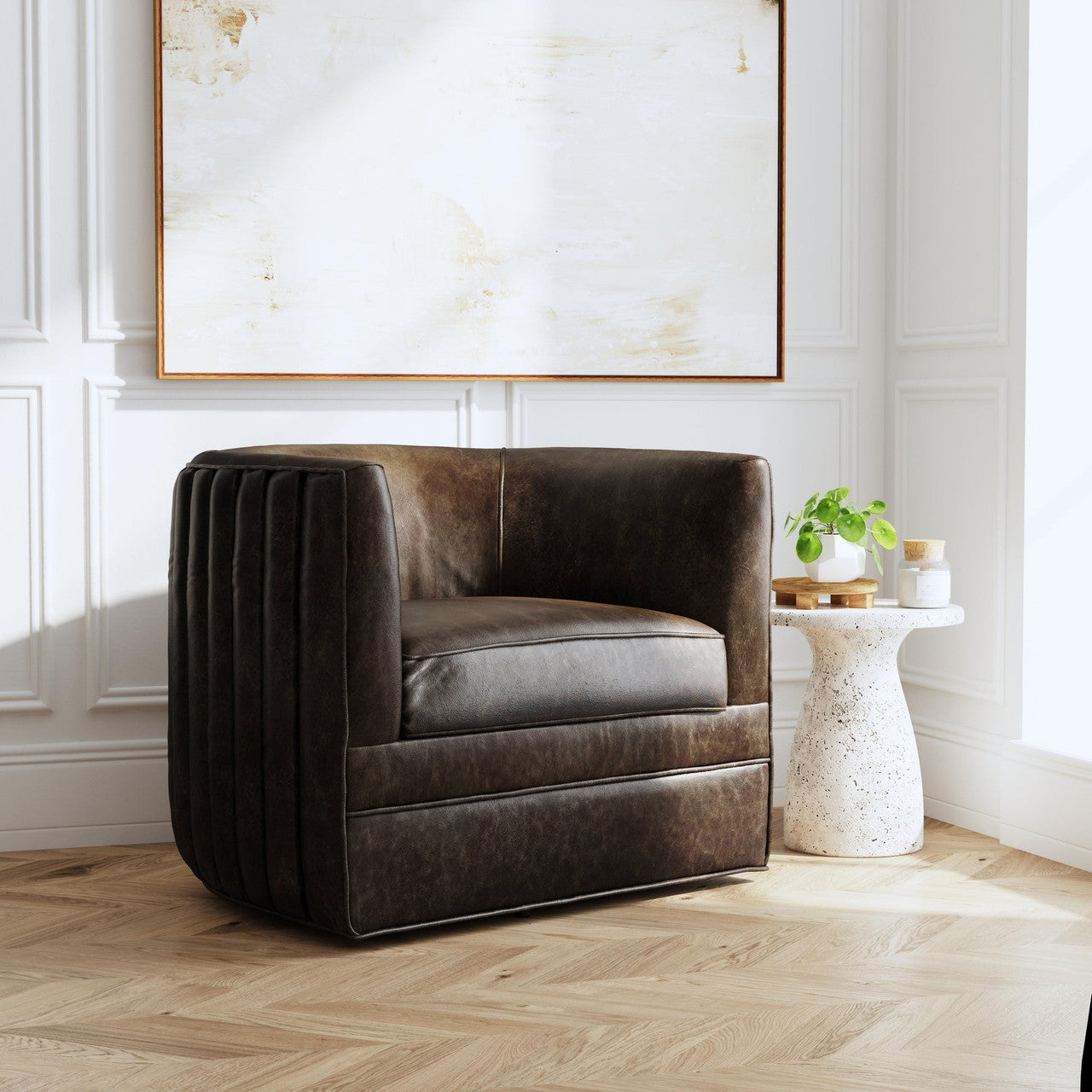 Menard Slate Leather Accent Chair