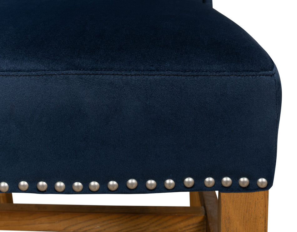 High Back Dining Chair, Blue Velvet by Sarreid Ltd - view 9