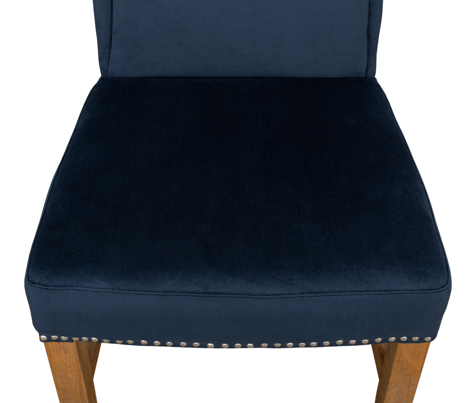 High Back Dining Chair, Blue Velvet by Sarreid Ltd - view 10