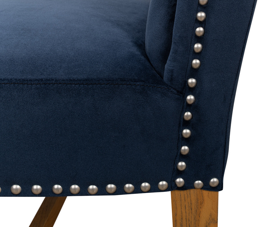 High Back Dining Chair, Blue Velvet by Sarreid Ltd - view 11