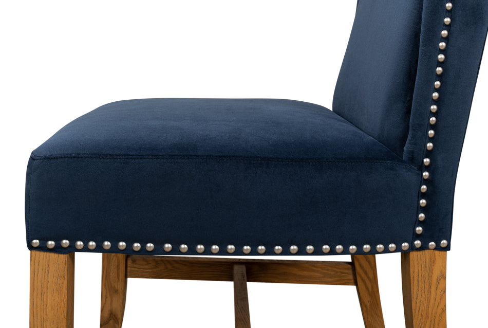 High Back Dining Chair, Blue Velvet by Sarreid Ltd - view 12