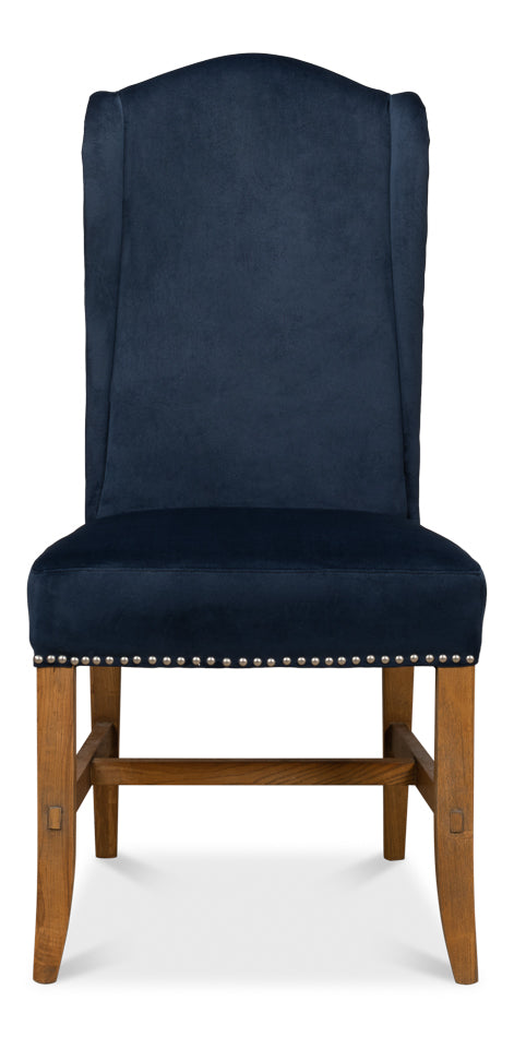 High Back Dining Chair, Blue Velvet by Sarreid Ltd - view 2