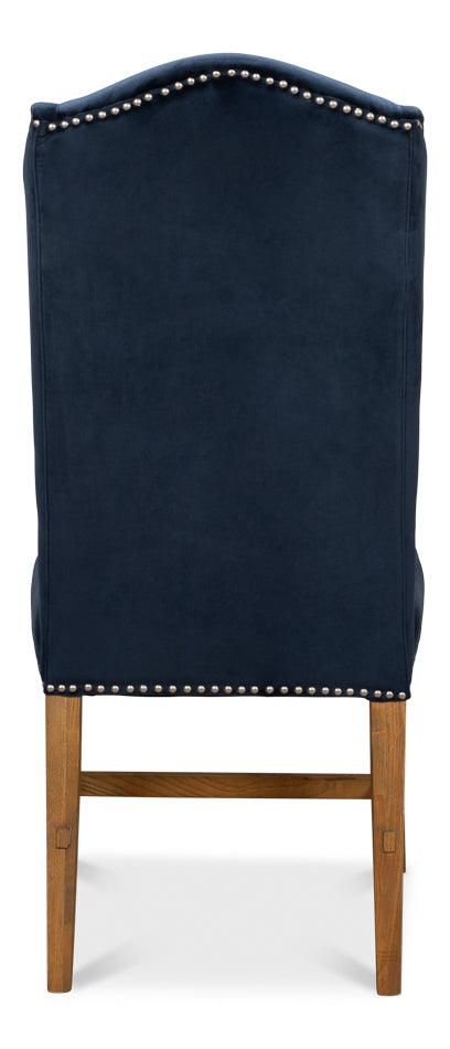High Back Dining Chair, Blue Velvet by Sarreid Ltd - view 4