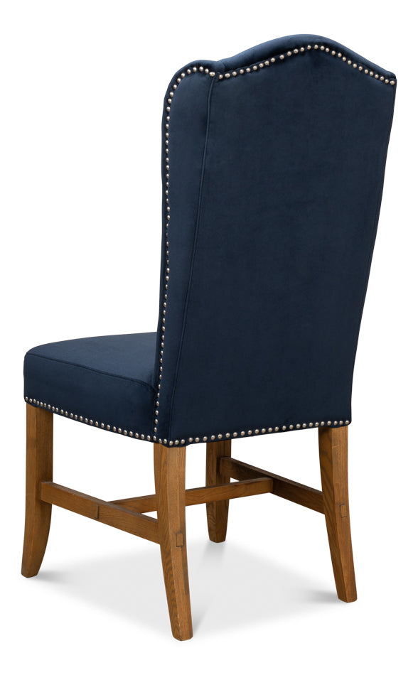 High Back Dining Chair, Blue Velvet by Sarreid Ltd - view 6