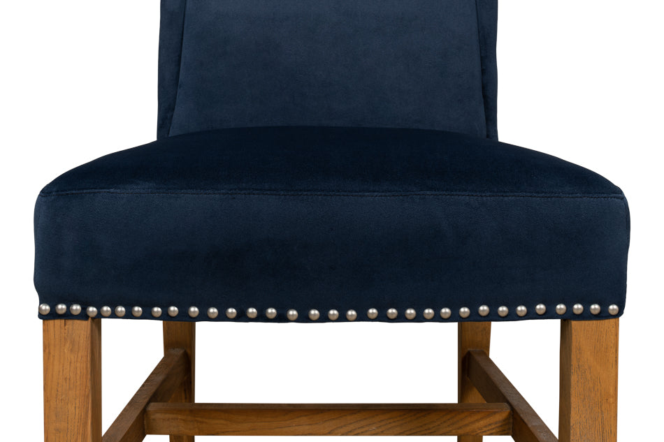 High Back Dining Chair, Blue Velvet by Sarreid Ltd - view 7
