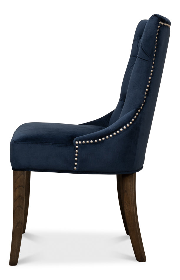 Sophie Side Chair, Blue Velvet by Sarreid Ltd - view 3