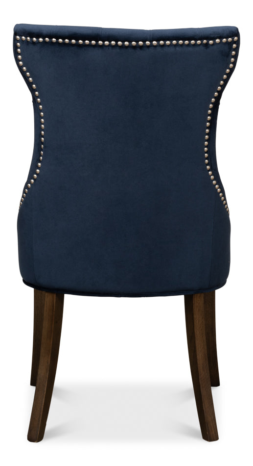 Sophie Side Chair, Blue Velvet by Sarreid Ltd - view 4