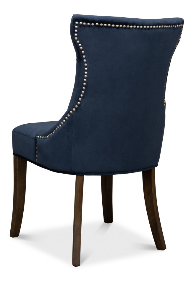 Sophie Side Chair, Blue Velvet by Sarreid Ltd - view 6