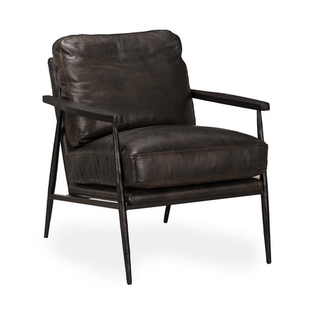 Christopher Leather Club Chair - Jet Black