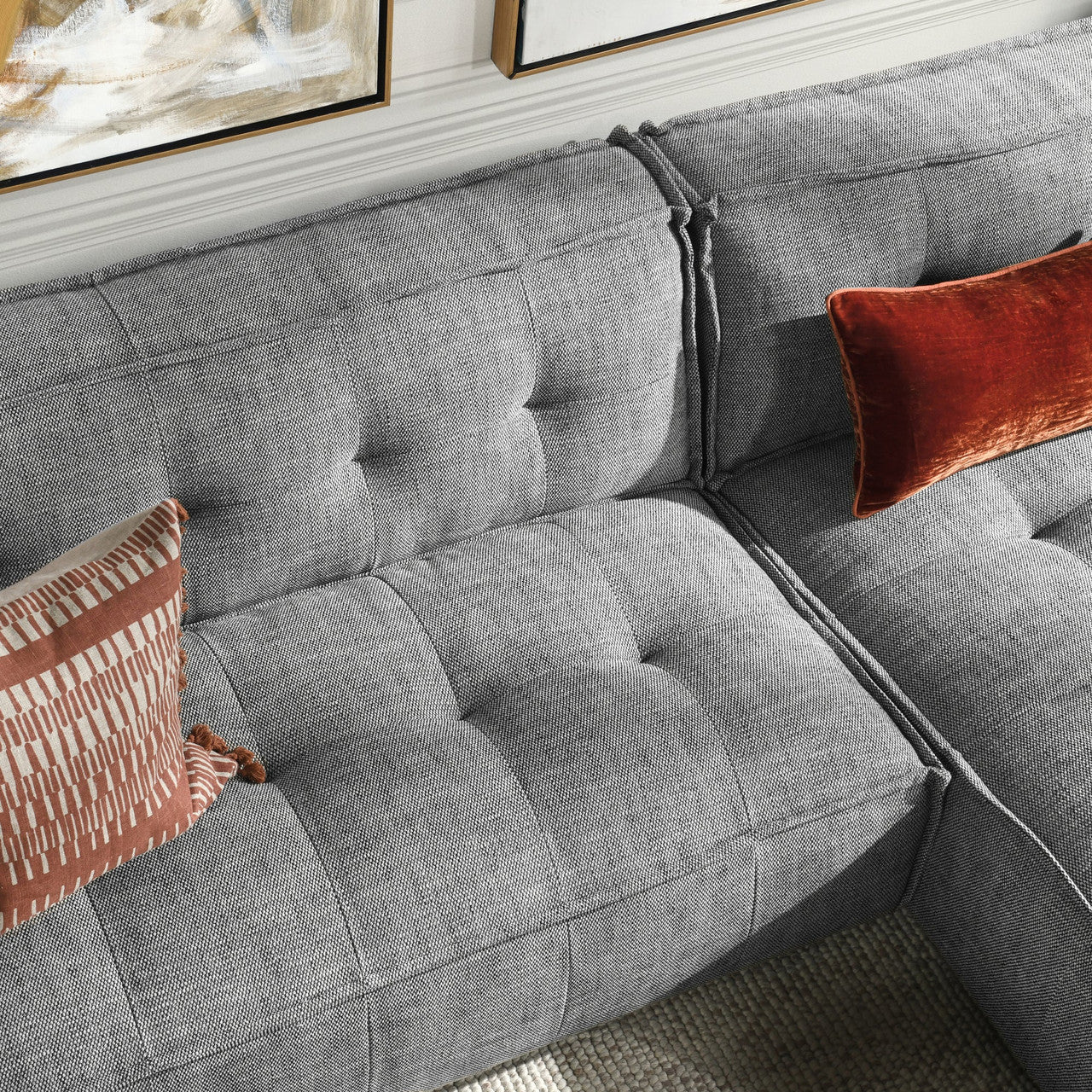 Element Upholstered Sectional w RAF Chaise - Gray