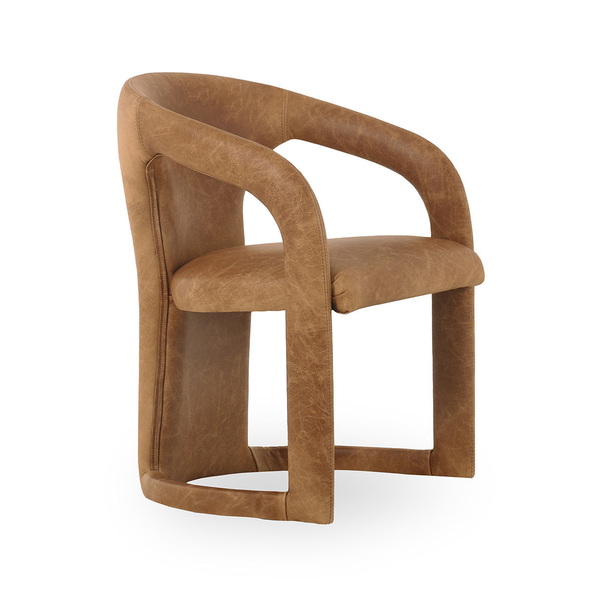 Archie Butterscotch Leather Barrel Back Dining Chair