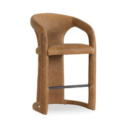 Archie Butterscotch Leather Barrel Back Counter Stool