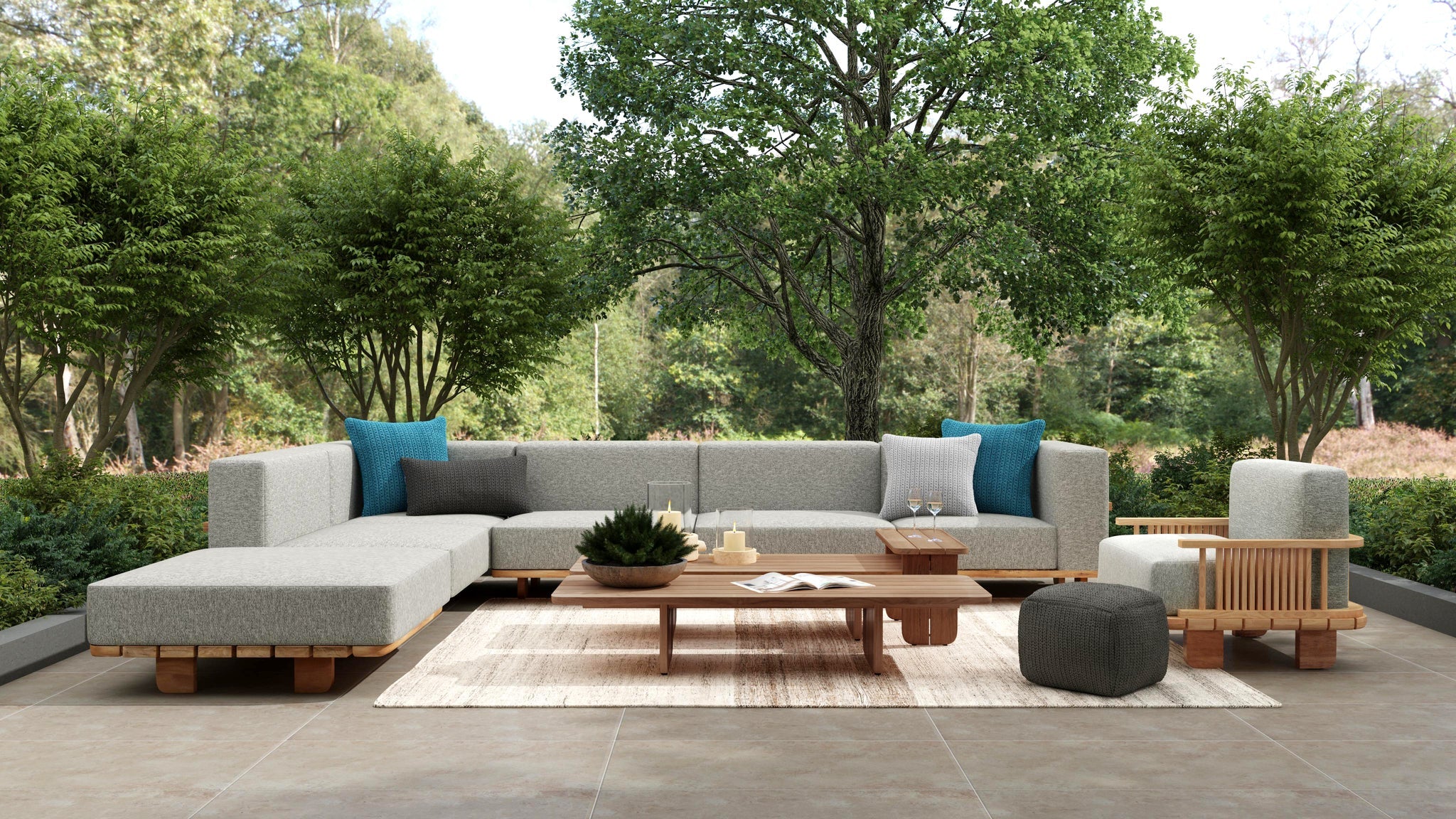 Hudson Outdoor Accent Chair - Natural/Gray