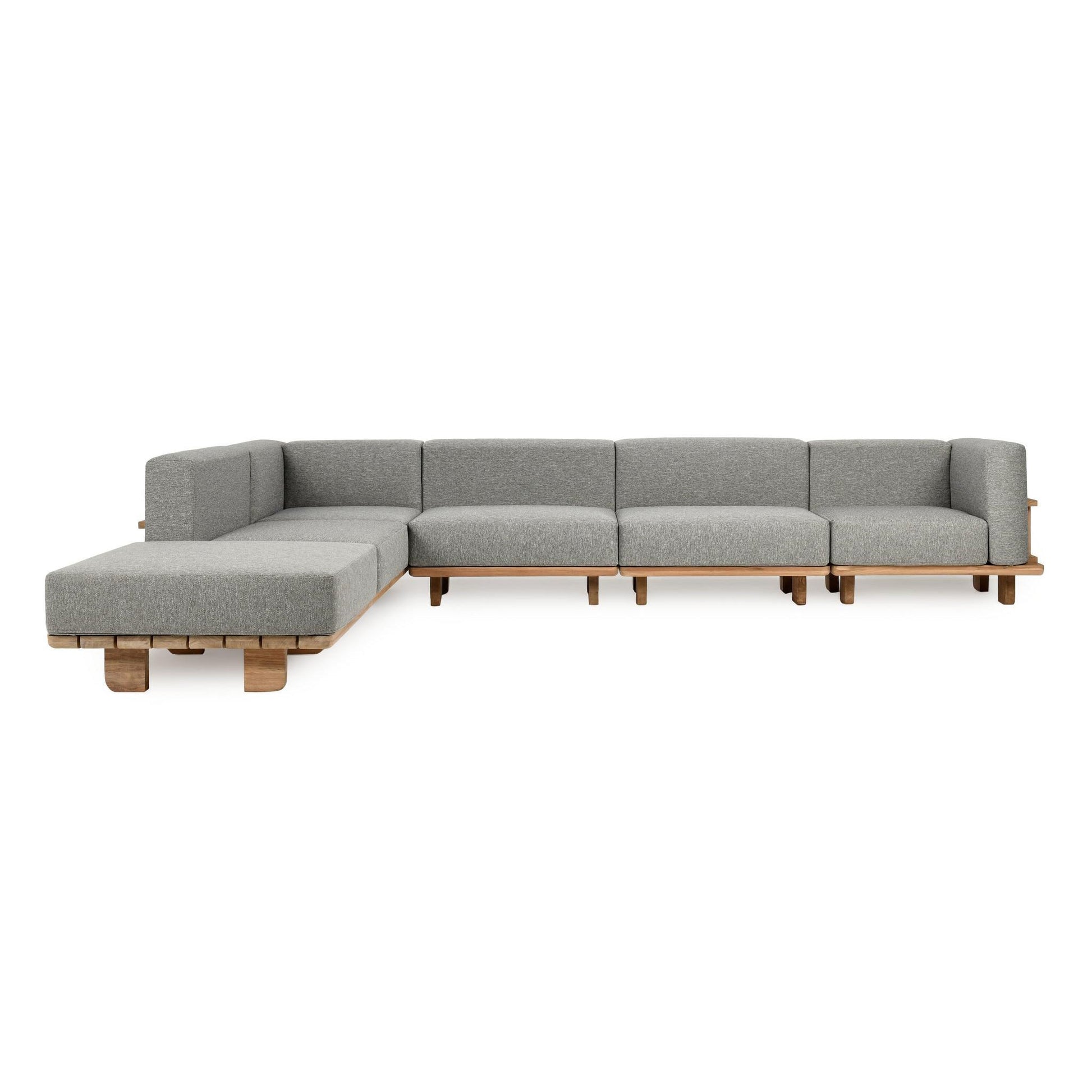 Hudson Outdoor 6 Piece Sectional - Natural/Gray