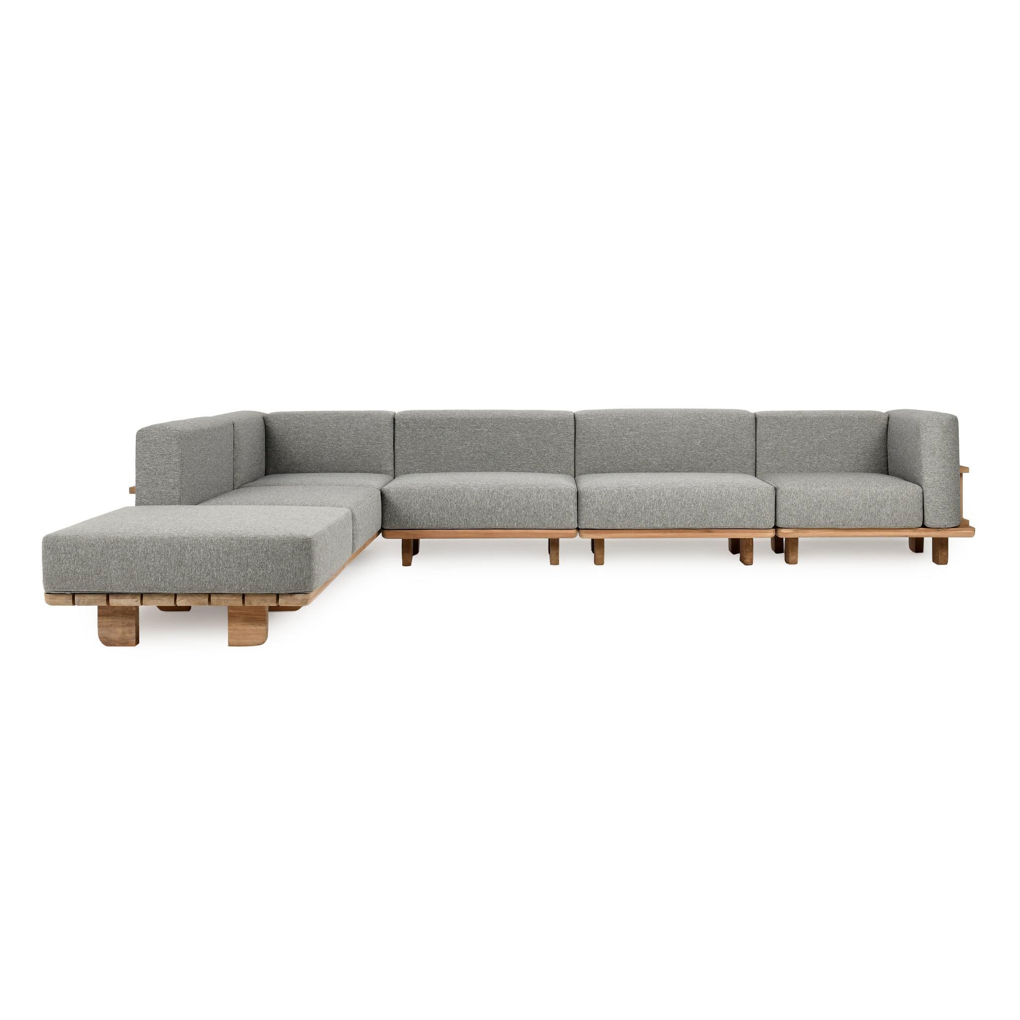 Hudson Outdoor 6 Piece Sectional - Natural/Gray