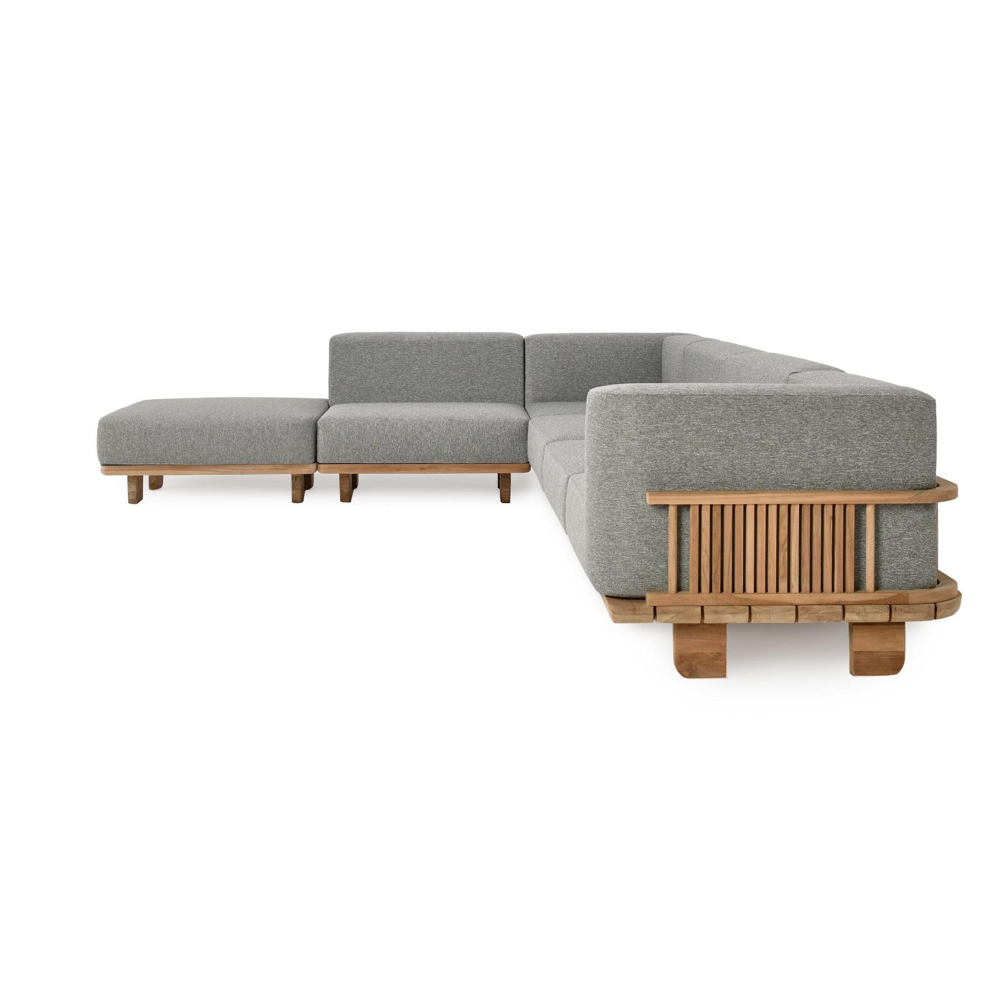 Hudson Outdoor 6 Piece Sectional - Natural/Gray
