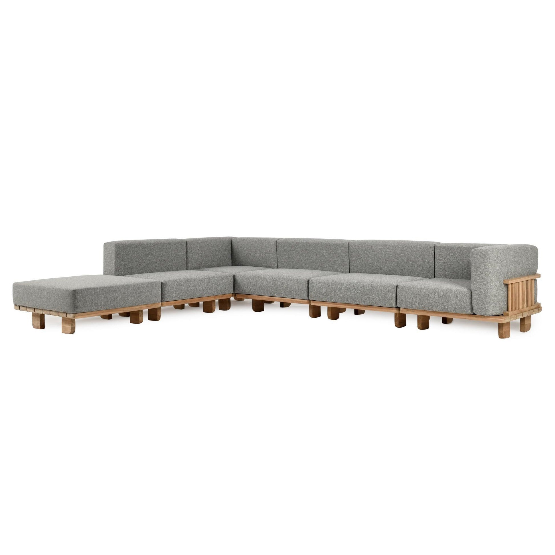 Hudson Outdoor 6 Piece Sectional - Natural/Gray