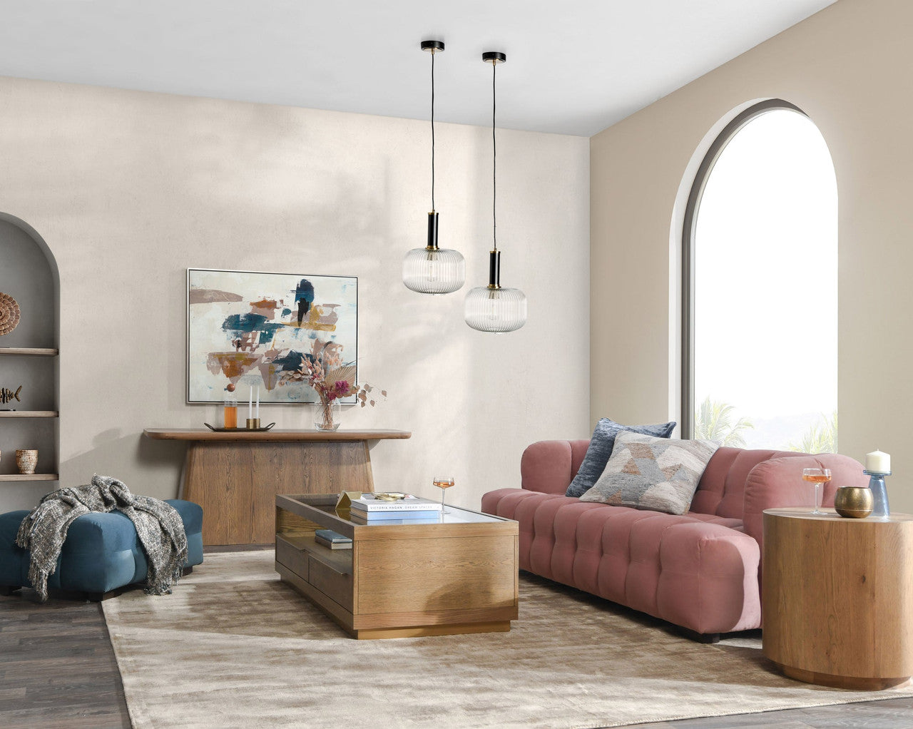 Petra Velvet Sofa - Blush