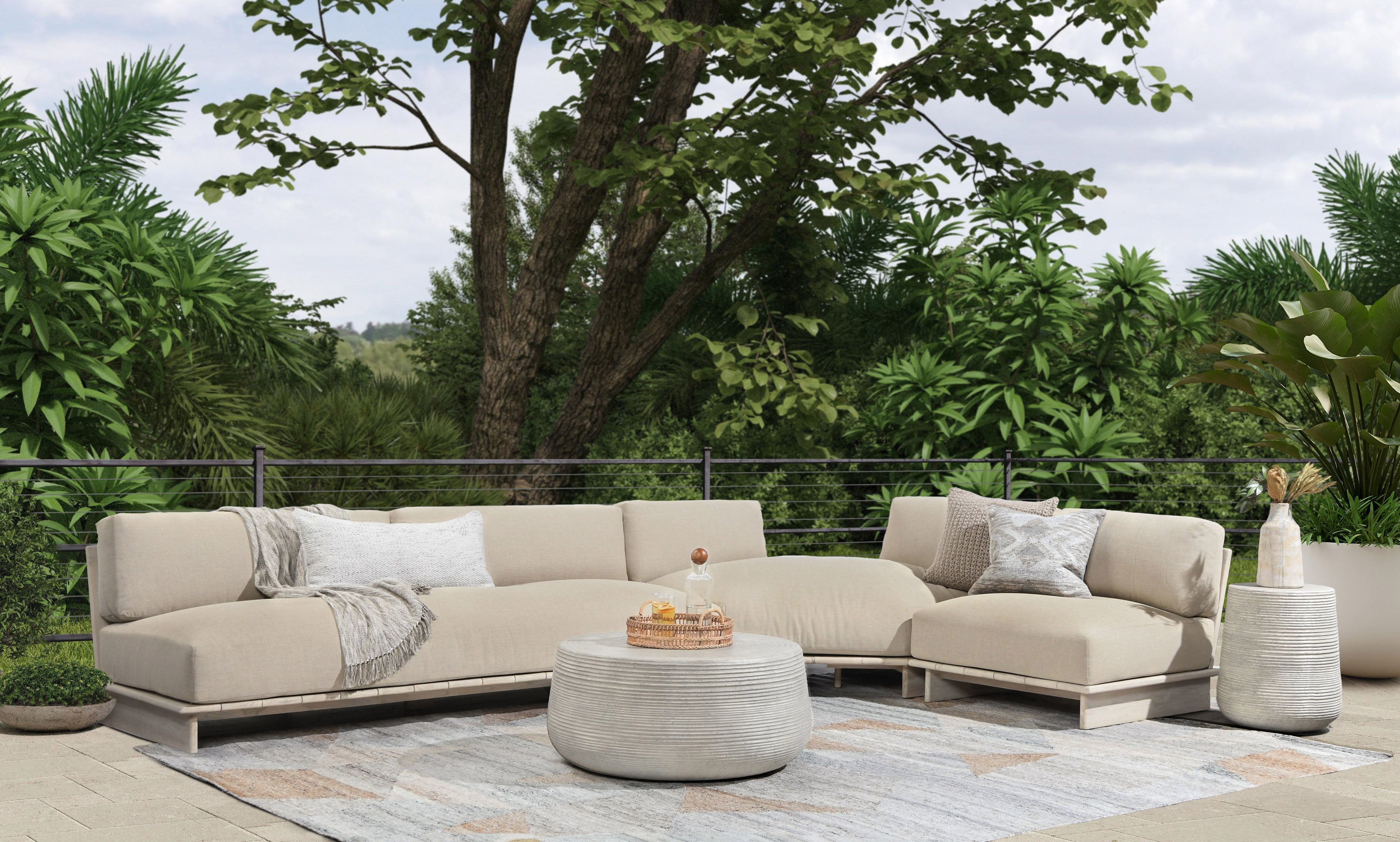 Livia Outdoor 3 Piece Sectional - Taupe