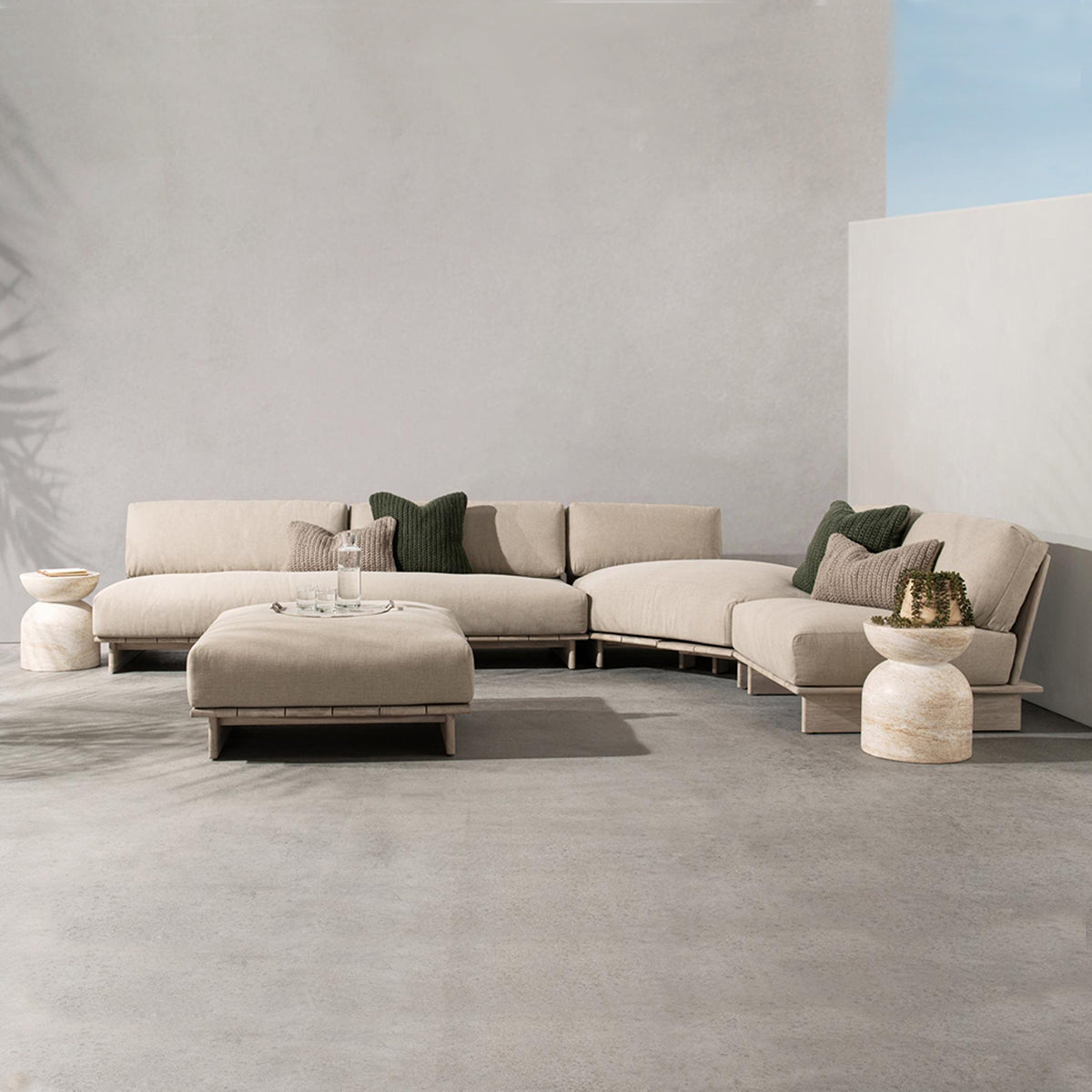 Livia Outdoor Ottoman - Taupe