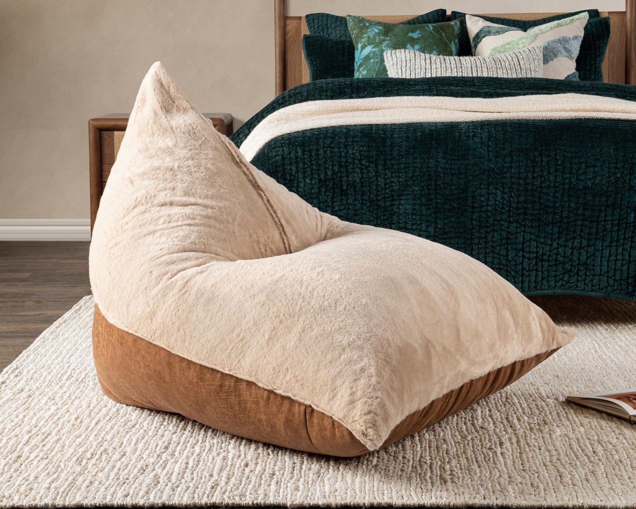 Elle Cotton/Leather Teardrop Lounge Chair