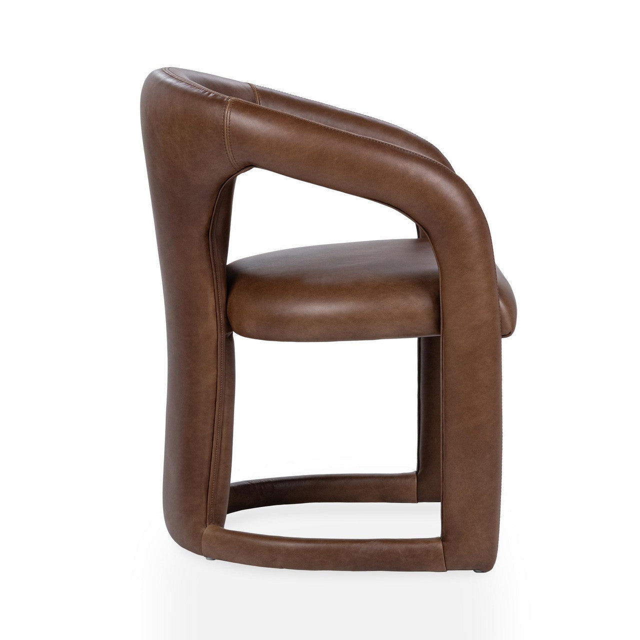 Archie Archie Brown Leather Barrel Back Dining ChairDining Chair - 53051815