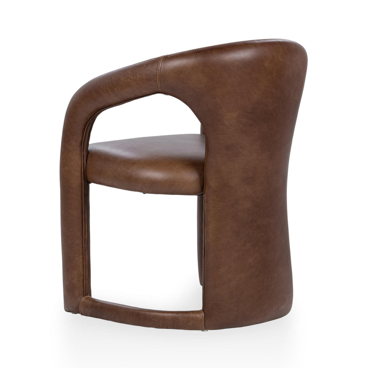 Archie Brown Leather Barrel Back Dining Chair